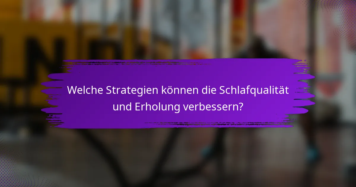 Welche Strategien können die Schlafqualität und Erholung verbessern?