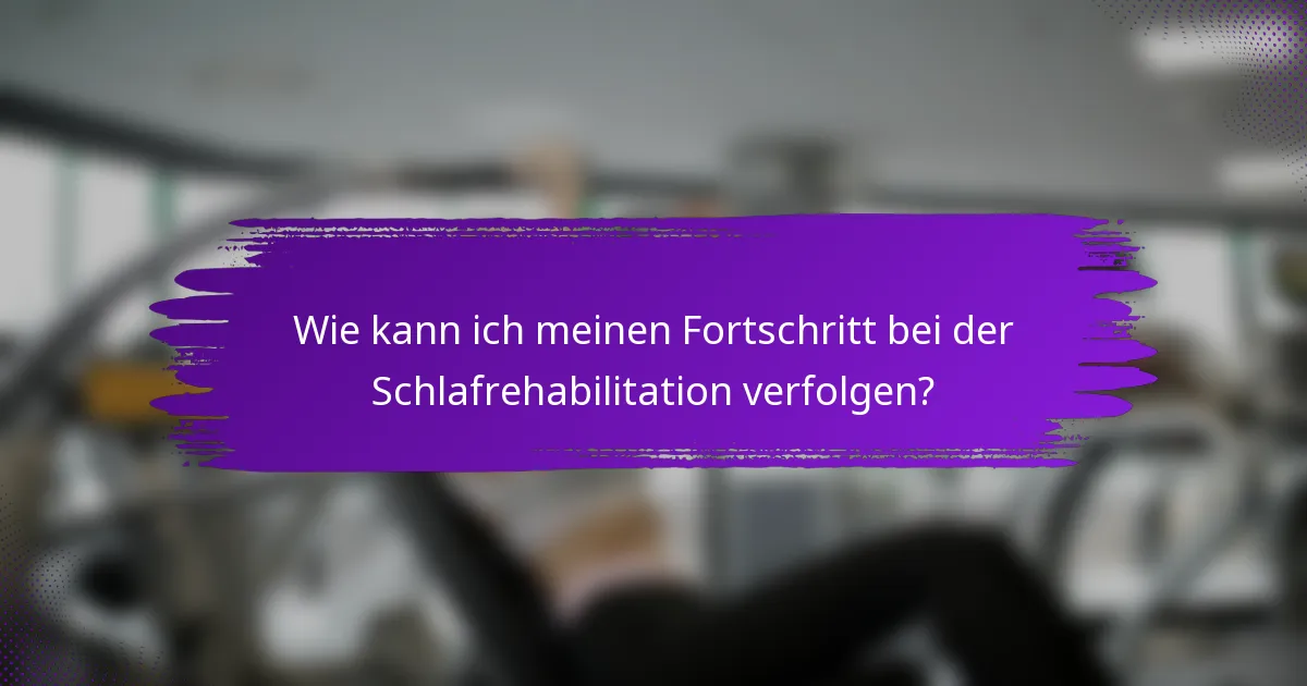Wie kann ich meinen Fortschritt bei der Schlafrehabilitation verfolgen?