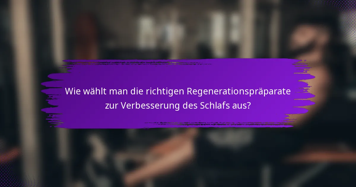 Wie wählt man die richtigen Regenerationspräparate zur Verbesserung des Schlafs aus?